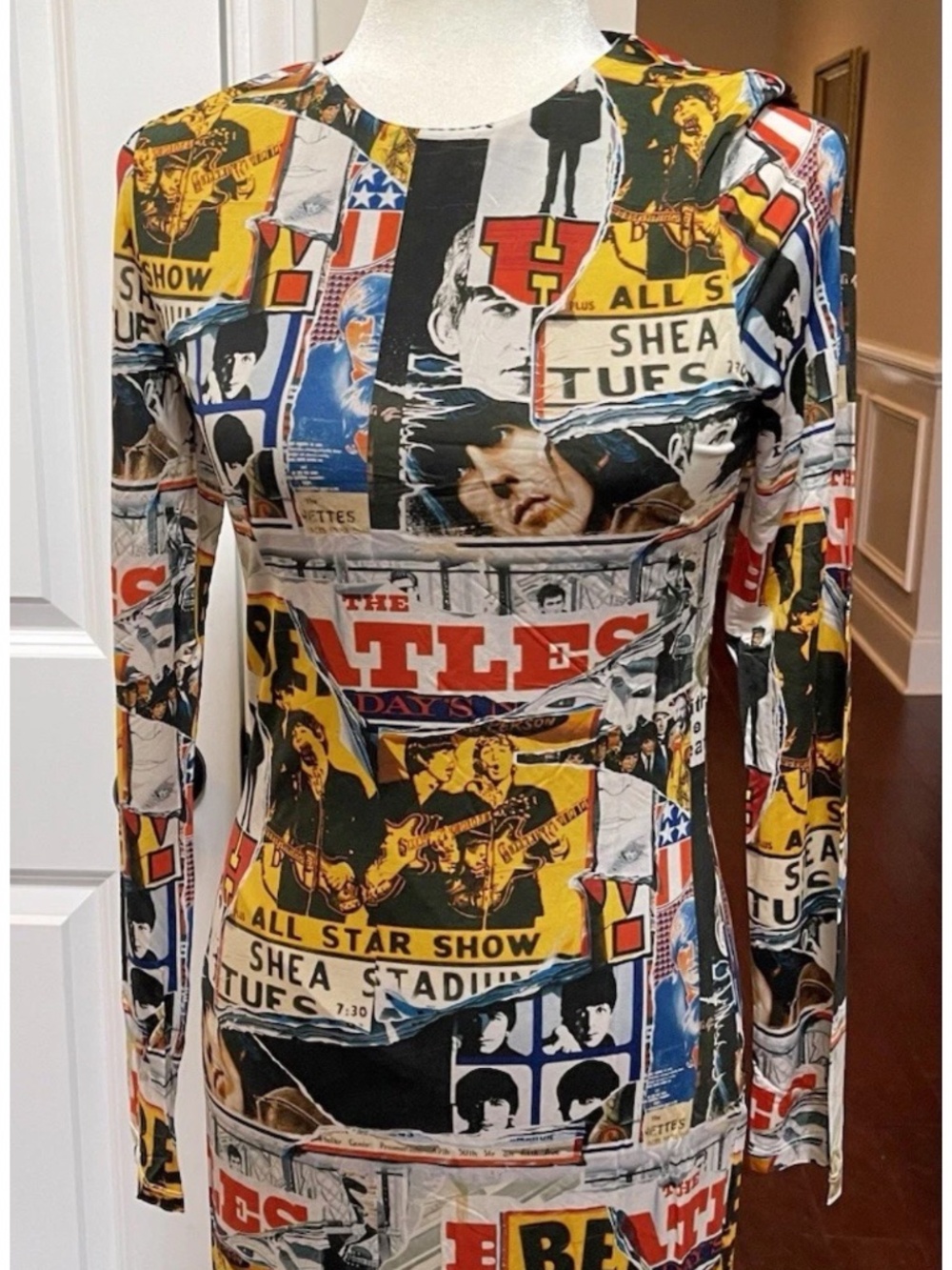 Alice + Olivia x Beatles AllStar Show Artwork collage body con dress size 4 NWT - Picture 9 of 14